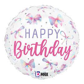 18"S Happy Birthday Multi Color Bow