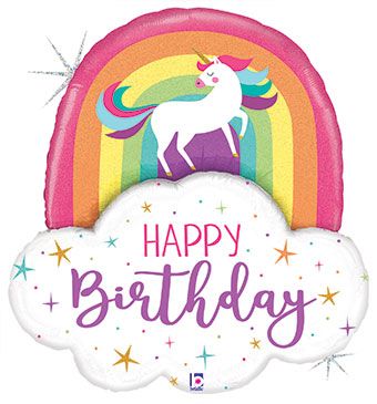 LRG SHP HB RAINBOW UNICORN 35"