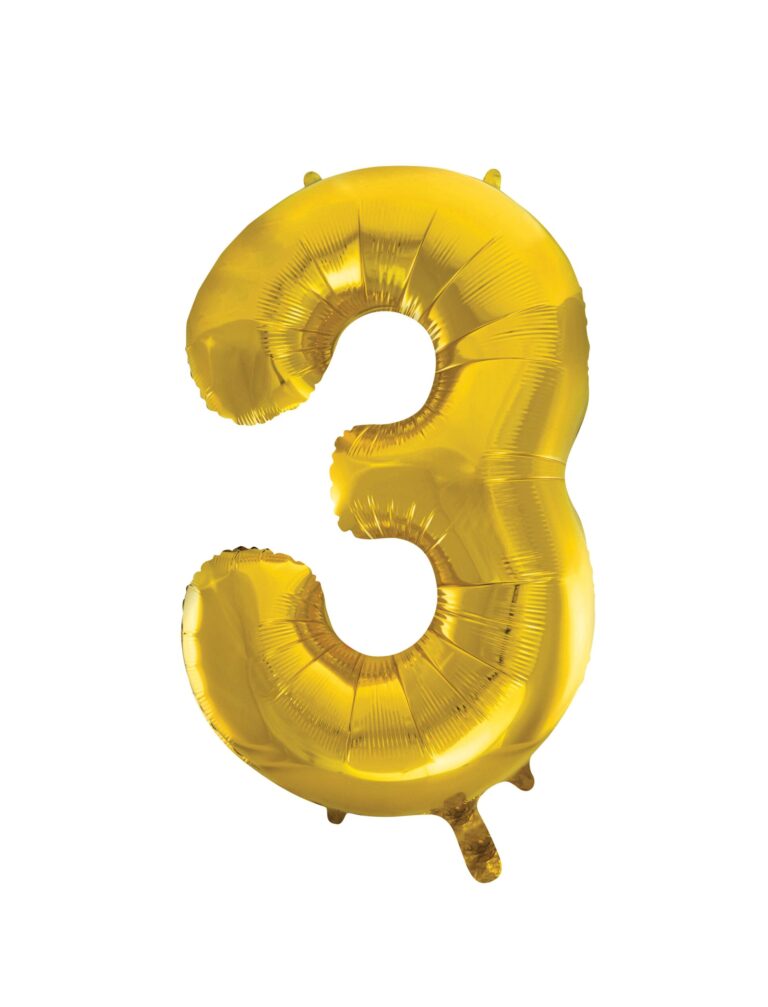 34" Gold Number 3 Balloon