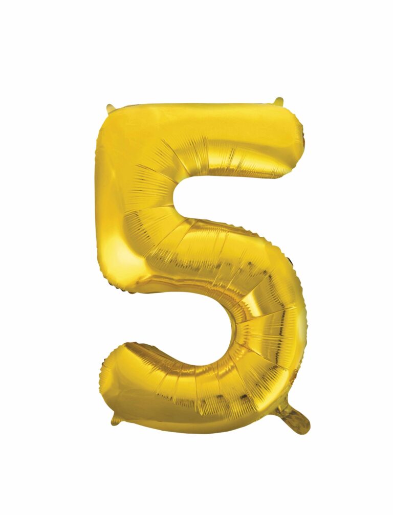 34" Gold Number 5 Balloon