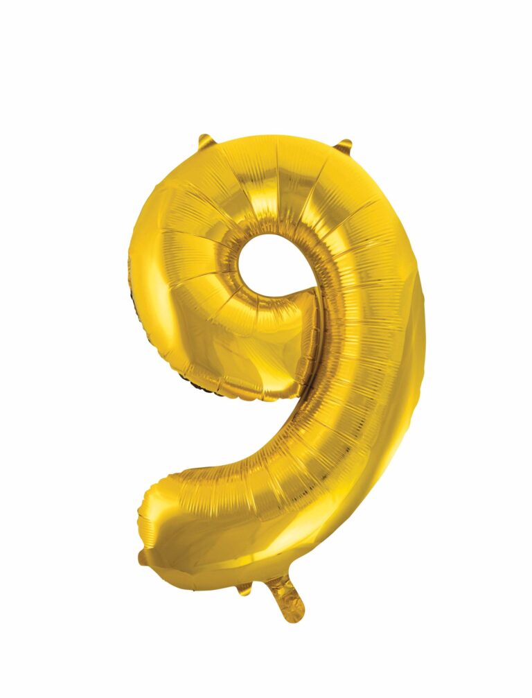 34" Gold Number 9 Balloon