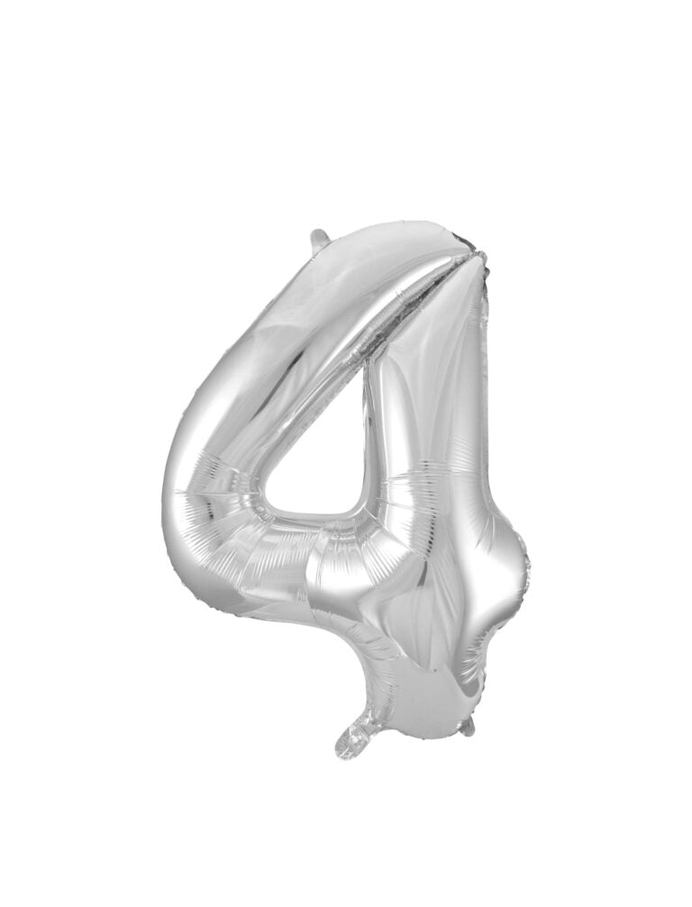 34" Silver Number 4 Balloon