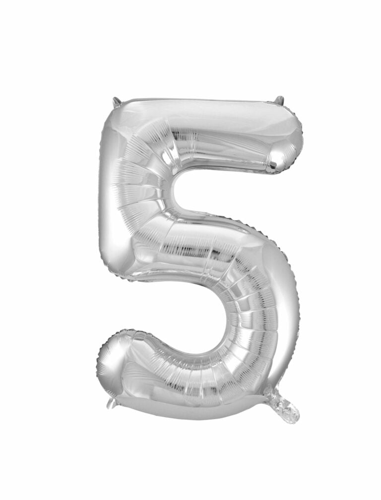 34" Silver Number 5 Balloon