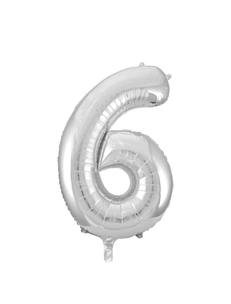 34" Silver Number 6 Balloon