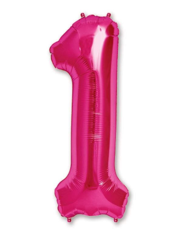 34" Hot Pink Number 1 Balloon