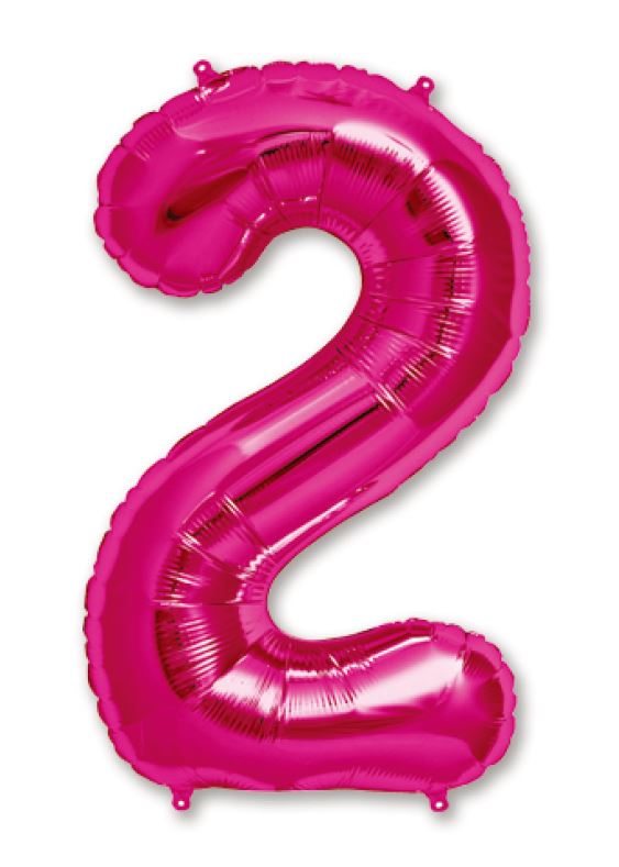 34" Hot Pink Number 2 Balloon