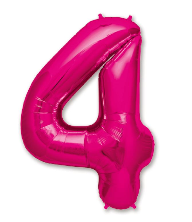 34" Hot Pink Number 4 Balloon