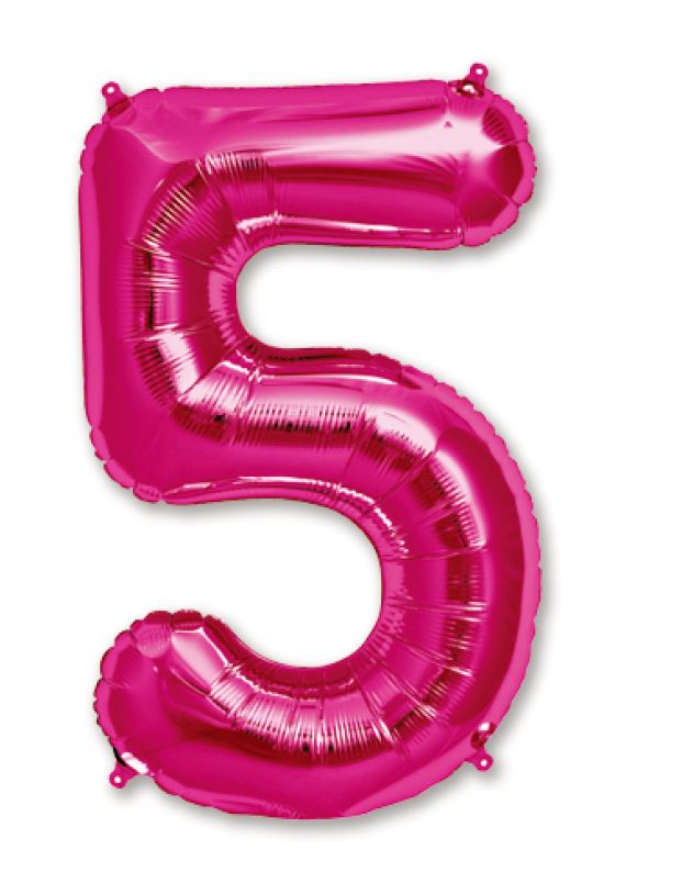 34" Hot Pink Number 5 Balloon