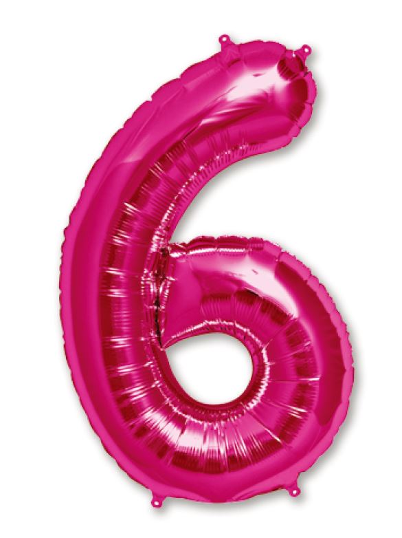 34" Hot Pink Number 6 Balloon