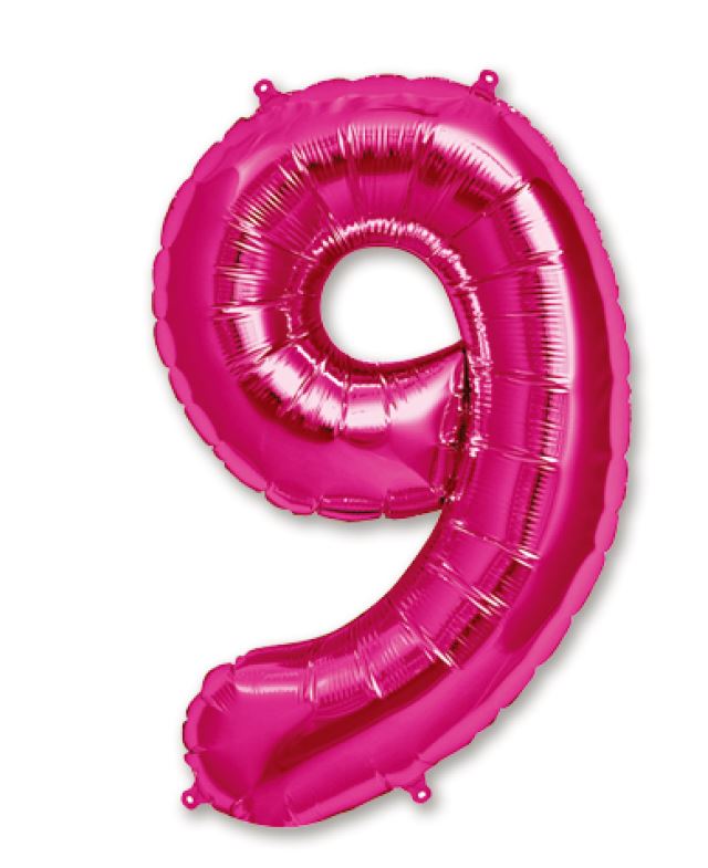 34" Hot Pink Number 9 Balloon