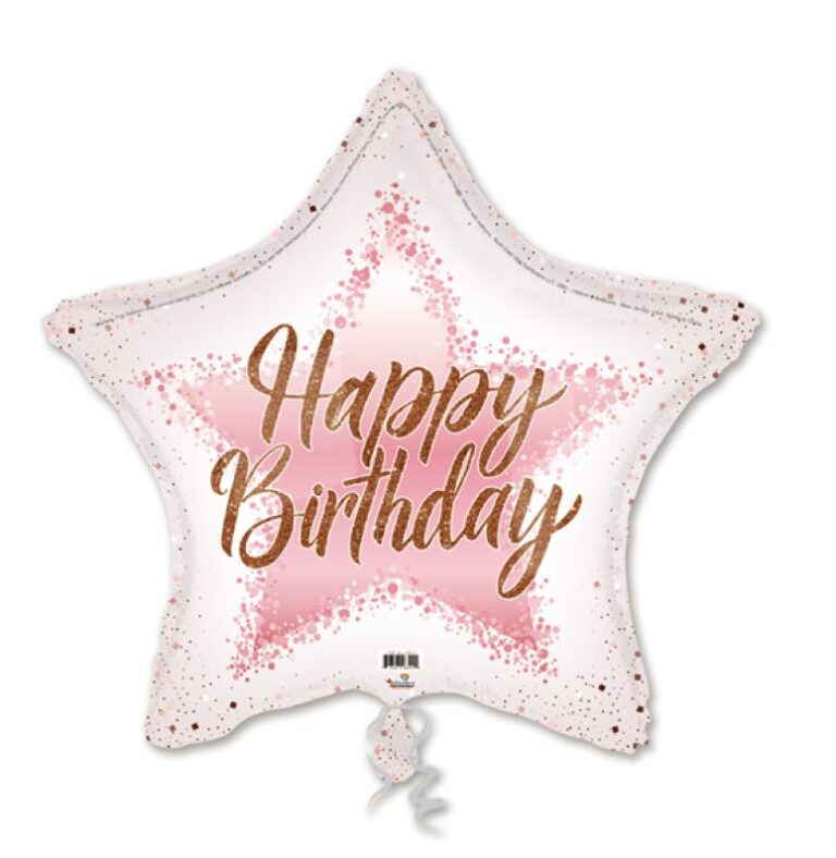 31" HAPPY BIRTHDAY LARGE SHINNING STAR ROSE GOLD