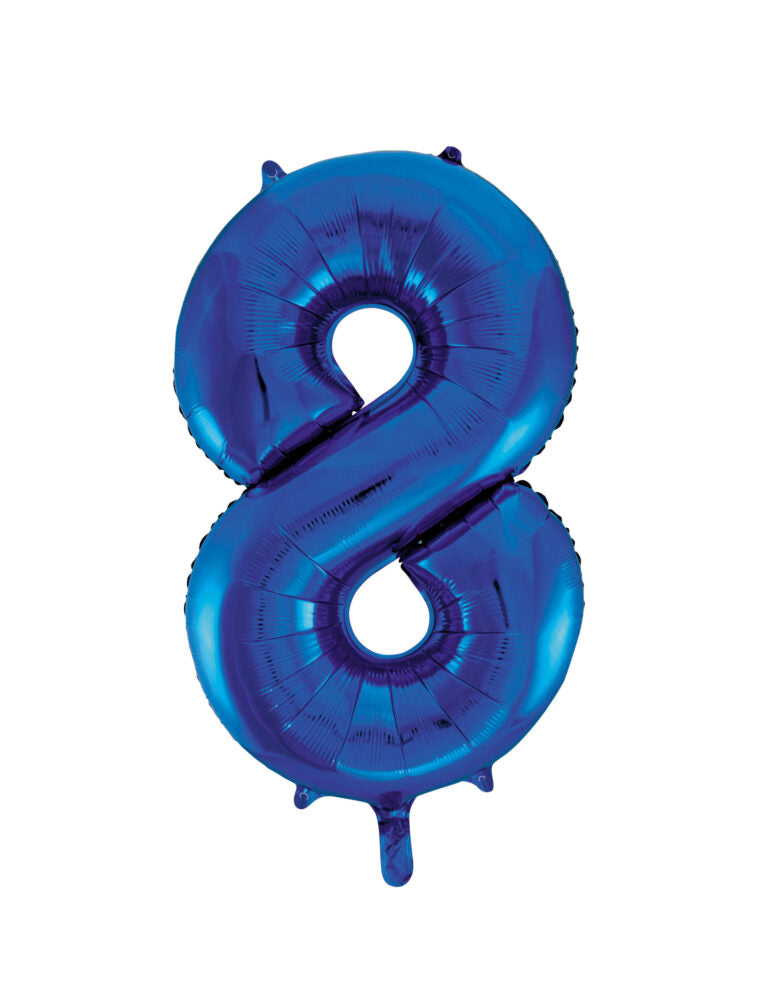 34" Blue Number 8 Balloon