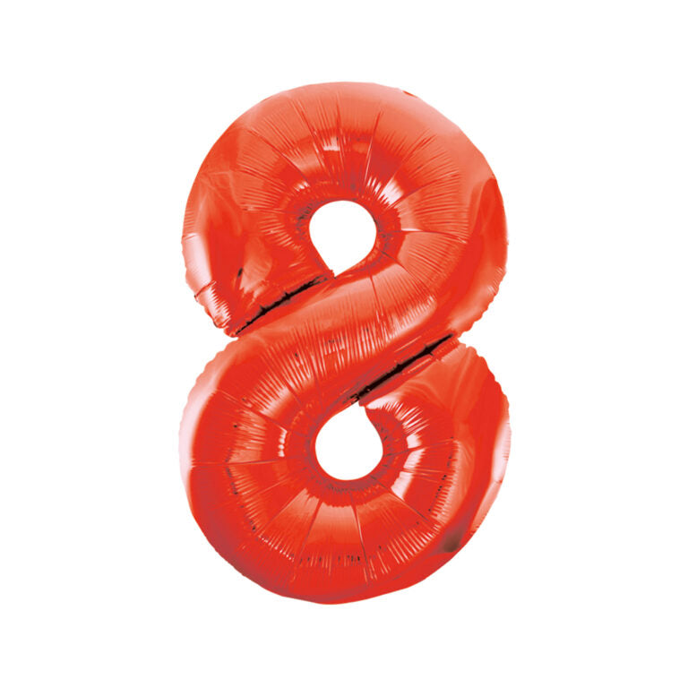 34" Red Number 8 Balloon