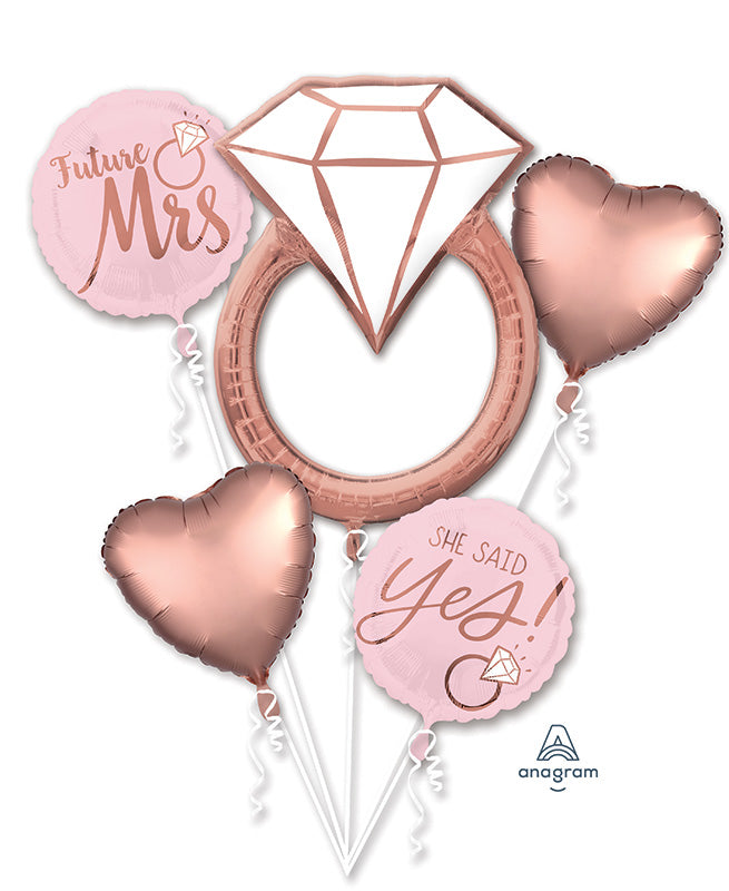 Bouquet Blush Wedding Foil Balloon 5 piece