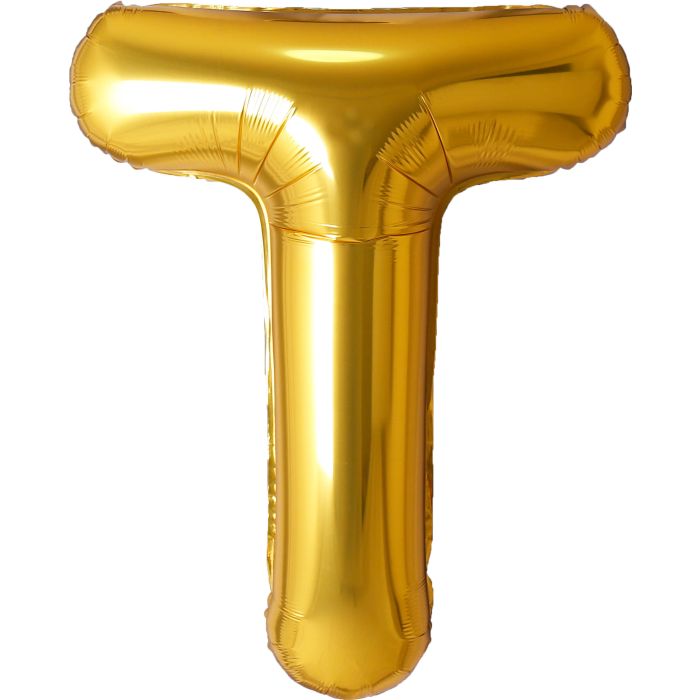 34" Gold Letter T Balloon