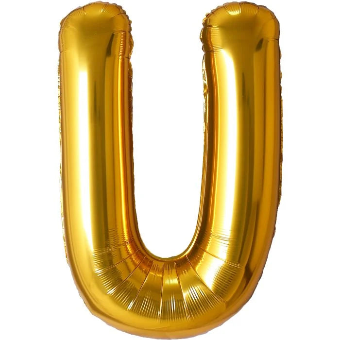 34" Gold Letter U Balloon