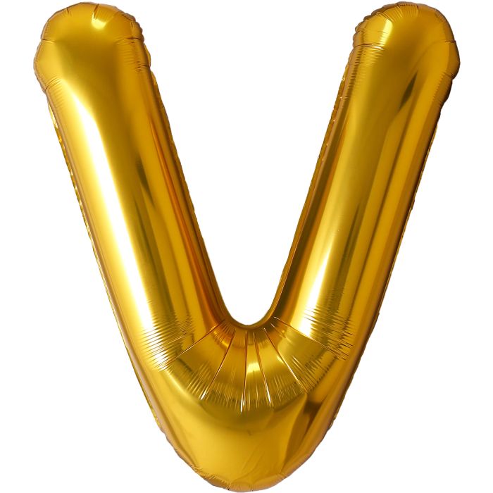 34" Gold Letter V Balloon