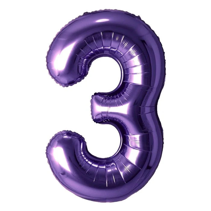 34" Purple Number 3 Balloon