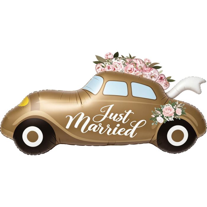 34" Just Married Wedding Retro Car Balloon