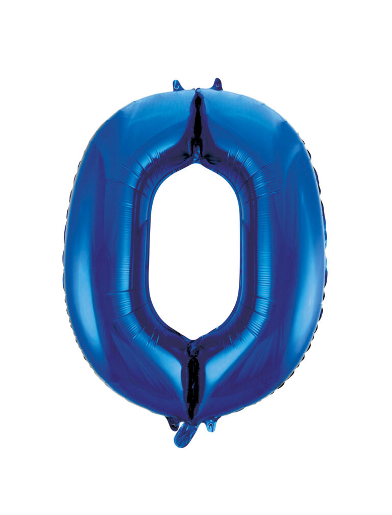 34" Blue Number 0 Balloon