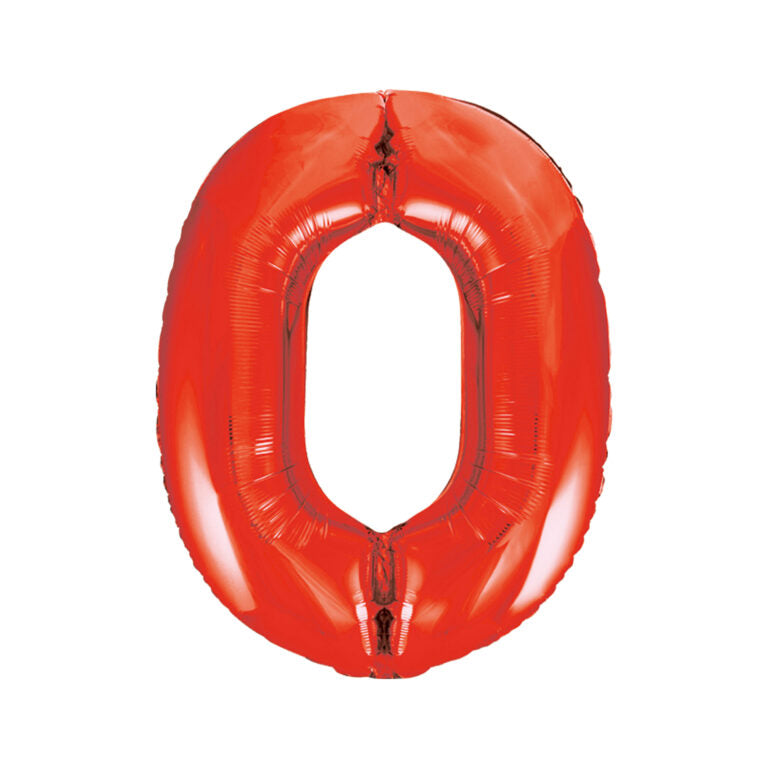 34" Red Number 0 Balloon