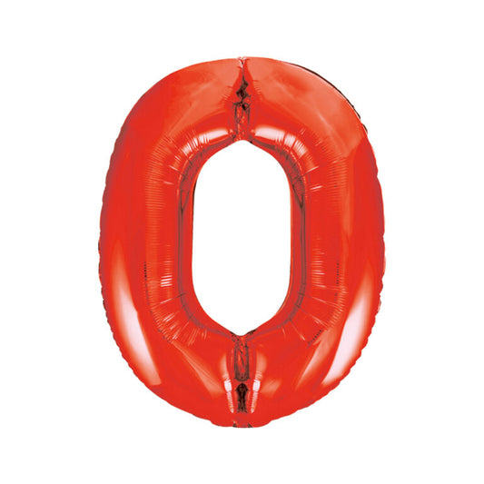 34" Red Number 0 Balloon