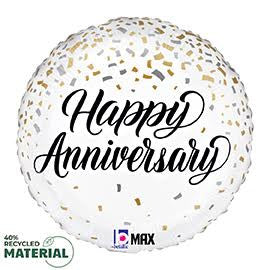 18"S Happy Anniversary Metallic Confetti