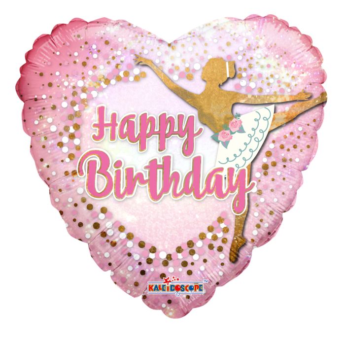 18" Birthday Ballerina Holographic Balloon