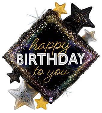 LRG SHP HB TO YOU METALLIC DIAMOND STARS 38"
