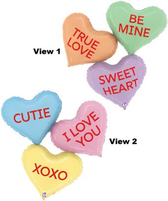 LRG SHP CONVERSATION HEART MESSAGES 37"