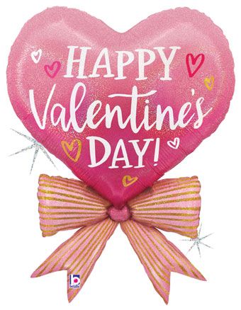 LRG SHP HVD PINK BOW HEART 34"