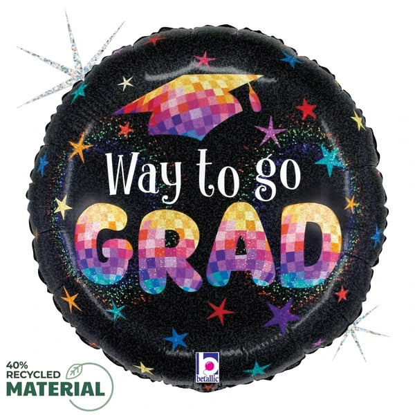 18"S Way To Go Grad Disco Stars Holo