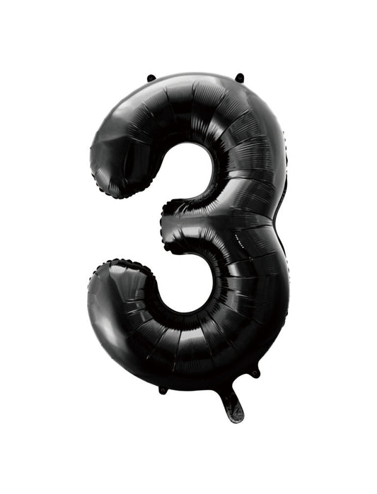 34" Black Number 3 Balloon