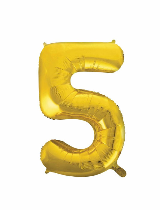 34" Gold Number 5 Balloon