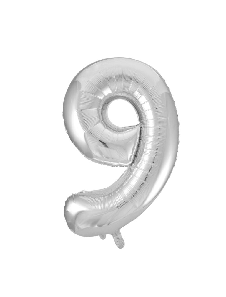 34" Silver Number 9 Balloon