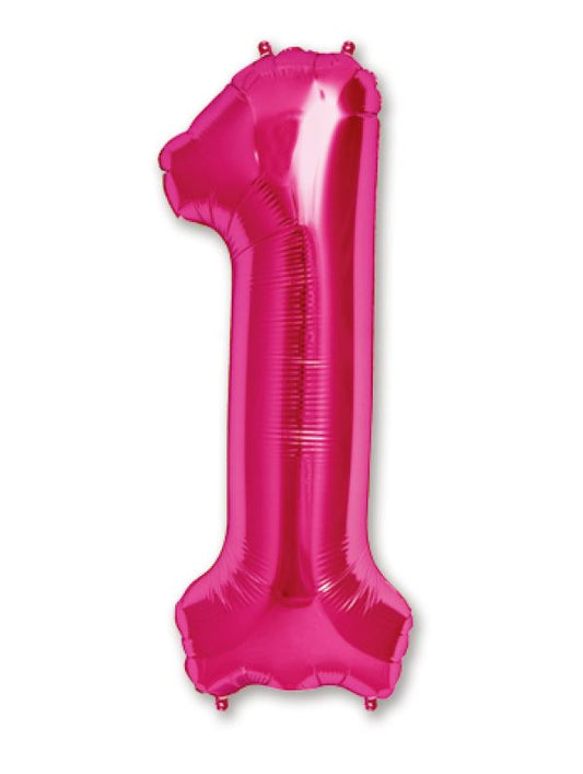 34" Hot Pink Number 1 Balloon