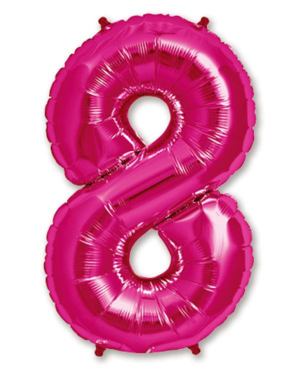 34" Hot Pink Number 8 Balloon