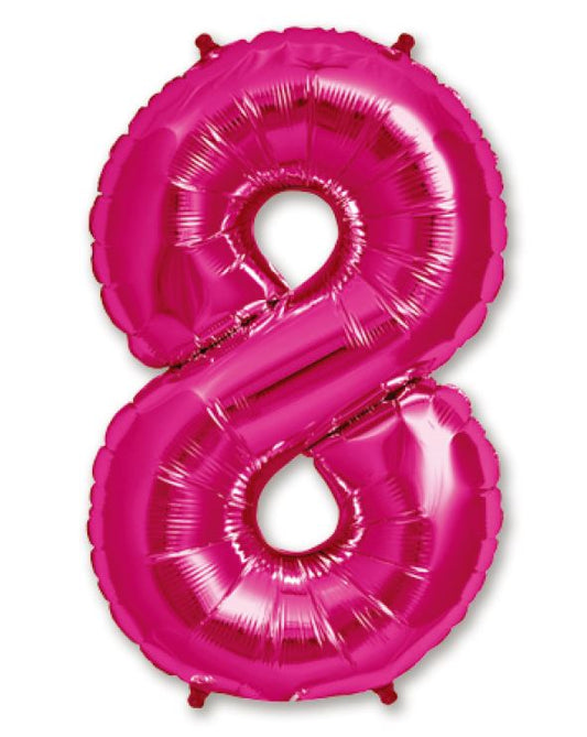 34" Hot Pink Number 8 Balloon