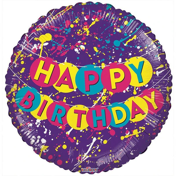 18"C Happy Birthday Paint Spot Gellibean