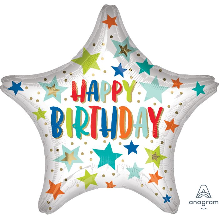 18" Happy Birthday Stars and Dots Balloon