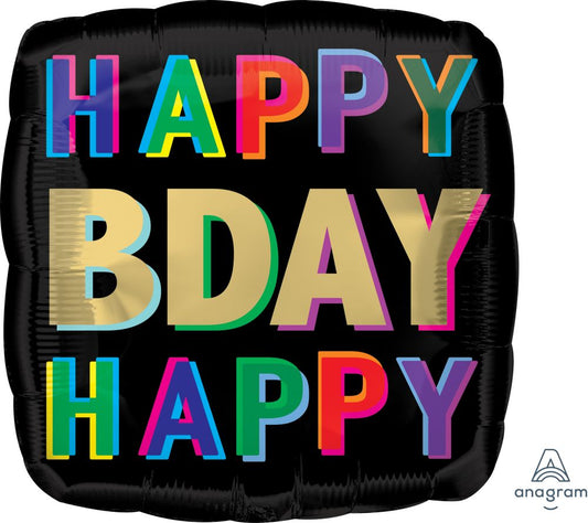 18" Happy Birthday Offset Letters Balloon