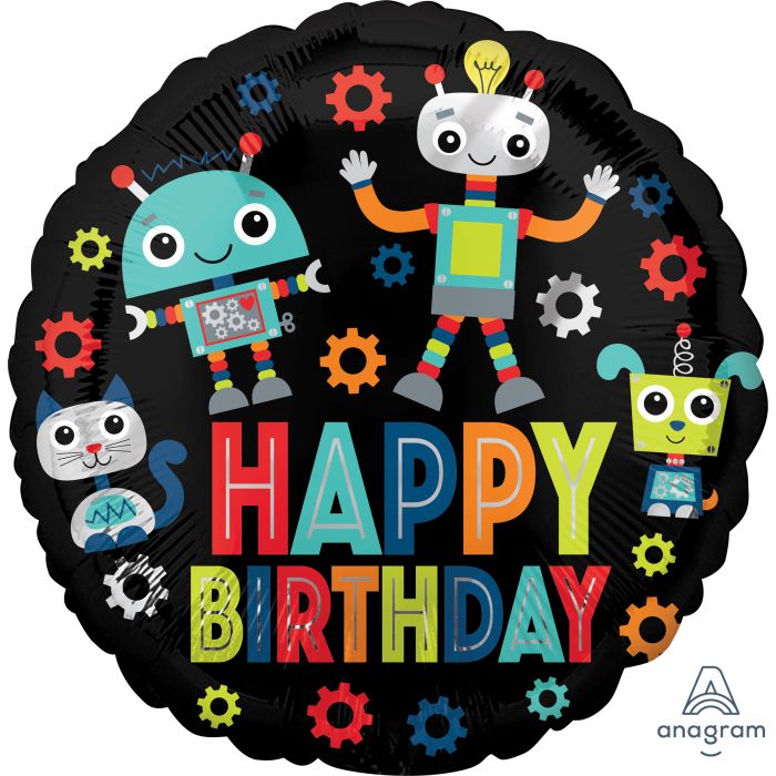 18" Birthday Robots Balloon