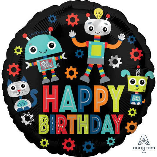 18" Birthday Robots Balloon