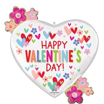LRG SHP HVD VALENTINE HEARTS & DAISIES 25"