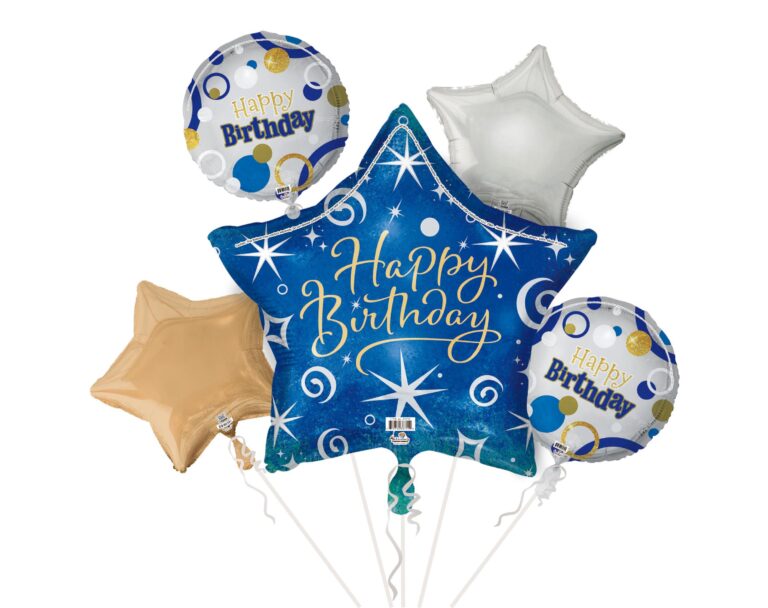 Happy Birthday Balloon Bouquet 1 large 4 standard