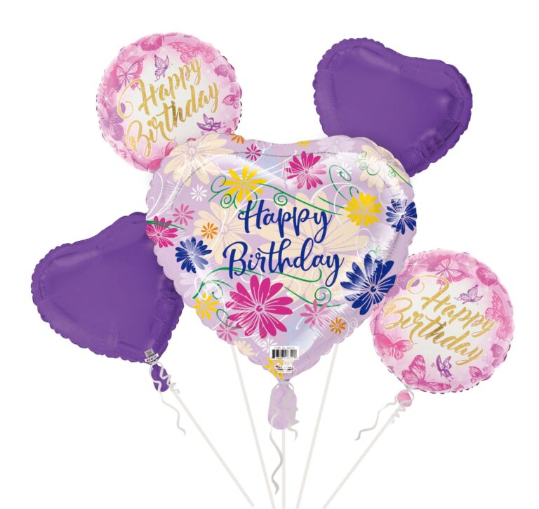 HAPPY BIRTHDAY FLORAL HEART – 5PCS