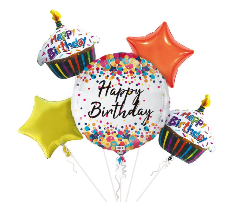 HAPPY BIRTHDAY MULTICOLOR DOTS ROUND – 5PCS