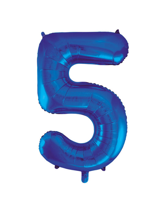 34" Blue Number 5 Balloon