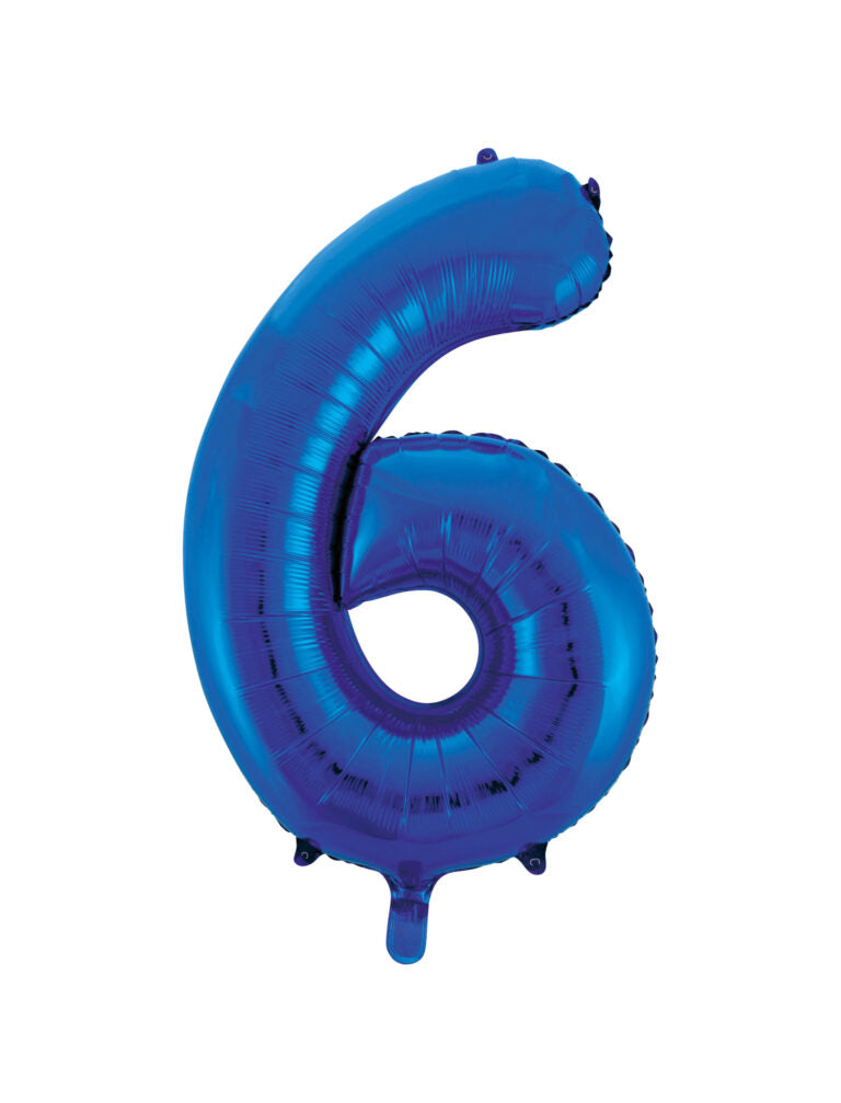 34" Blue Number 6 Balloon