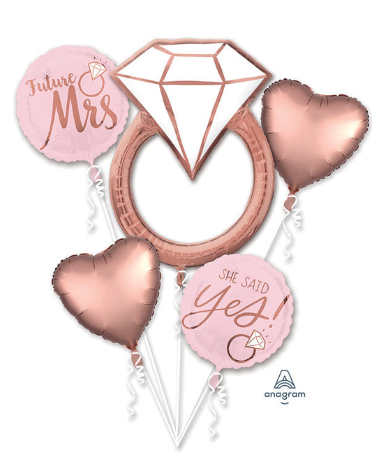 Bouquet Blush Wedding Foil Balloon 5 piece